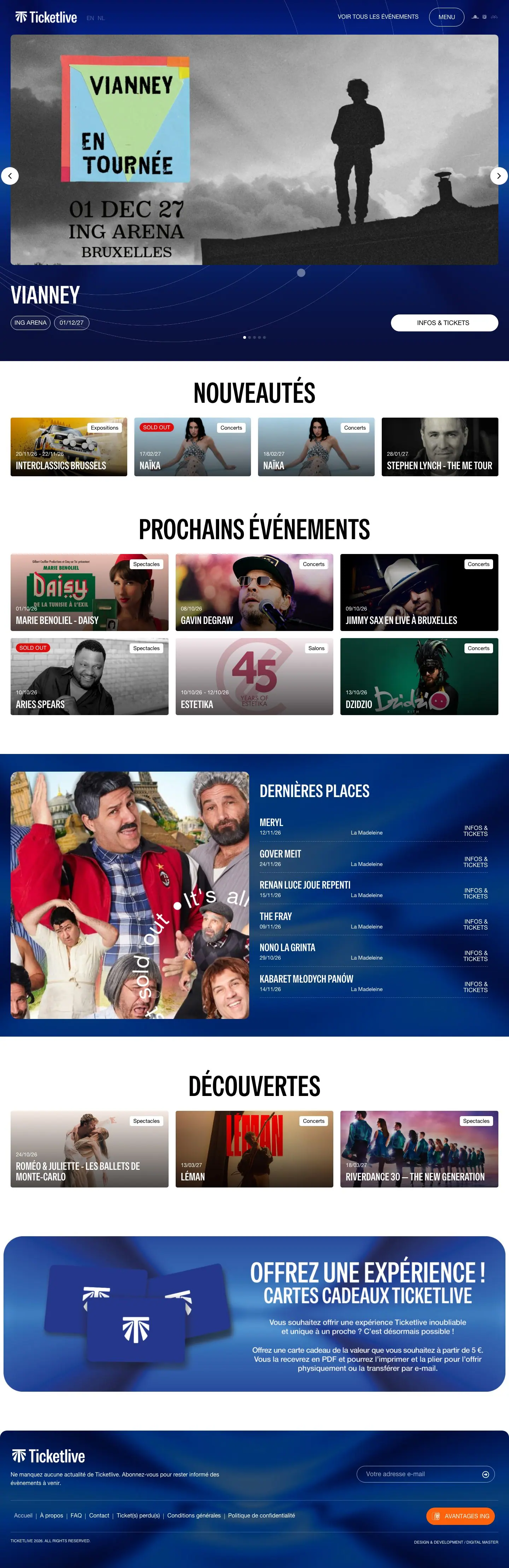 Ticketlive, la page entière